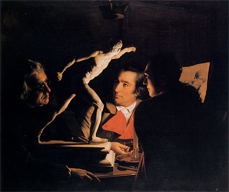 Joseph Wright of Derby: Three Persons Viewing the Gladiator by Candlelight (1765), Privatsammlung