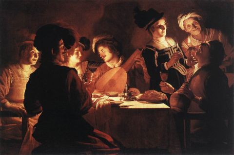 Nachtmahl mit Lautenspieler (1620), Florenz, Uffizien