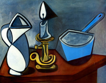 Pablo Picasso, Krug, Kerze und Kasserole [Pichet, bougeoir et casserole emaillee](1945)