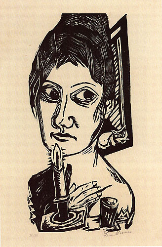 Max Beckmann, Frau mit Kerze [Woman with Candle] (1920) [Holzschnitt]