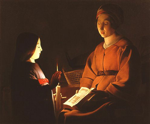 Die Erziehung der Jungfrau (ca. 1640), New York, Frick Collection [Kopie des verlorenen Originals oder Werkstatt]