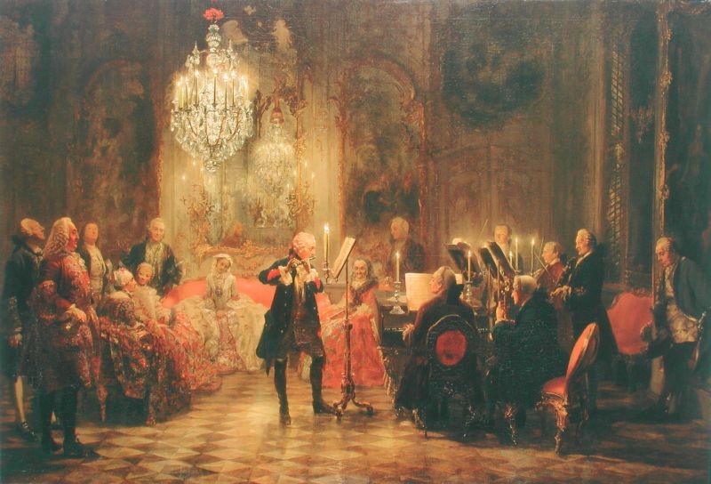 Das Fltenkonzert Friedrich des Groen in Sanssouci (1850 - 1852), Berlin, Nationalgalerie