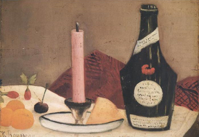 Henri Julien F�lix Rousseau, Stillleben mit rosa Kerze (1905)