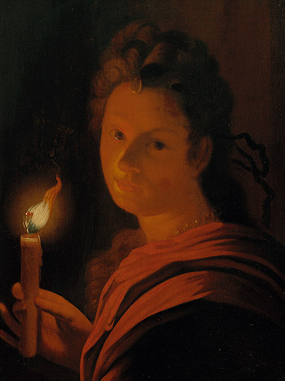 Frau mit brennender Kerze [Werkstatt]