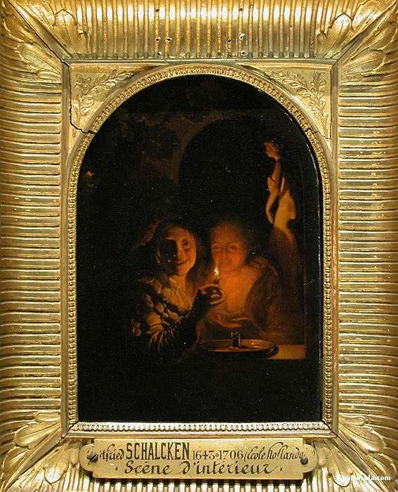 Couple clair par une bougie (1670-1700), Paris, Louvre