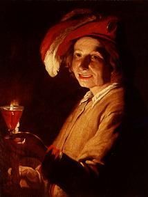 Junger Mann mit Weinglas und Kerze. Zrich, Galerie Koller