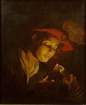 Ragazzo che soffia su un tizzone per accendere una candela (1630er Jahre),
Bergamo, Accademia Carrara