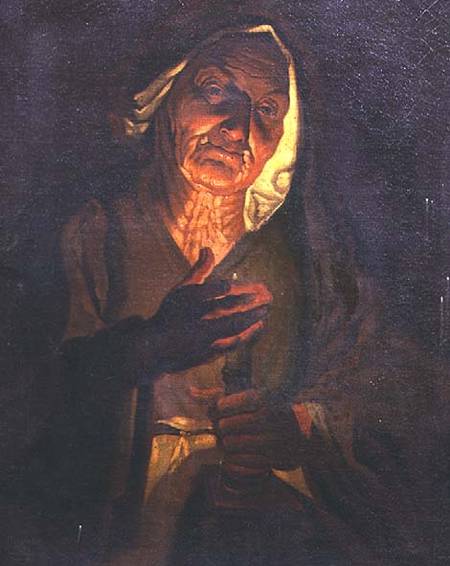 An old woman holding a candle. London, Private Collection Bonhams 