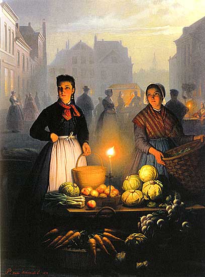 Marktstand bei Mondlicht (1870). Private Sammlung